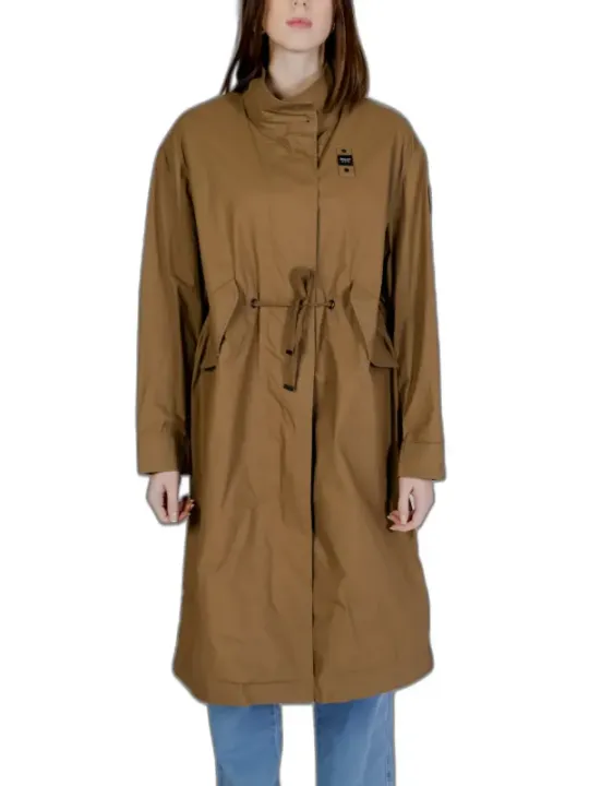 Langer beiger Blauer Blazer Mantel