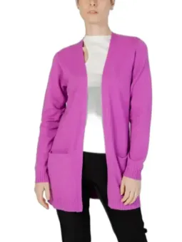 Leuchtend magentafarbener Damen-Cardigan mit Tasche