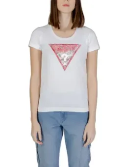 Weißes T-Shirt mit rosa Dreieck