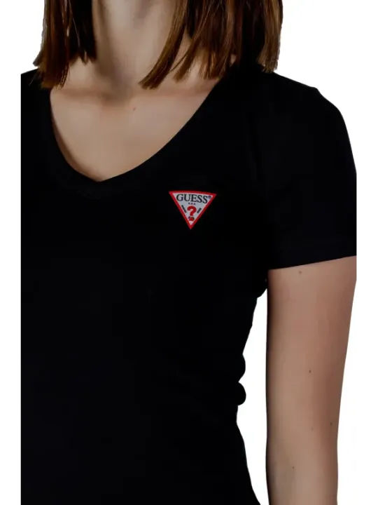 Schwarzes GUESS Logo Damen T-Shirt