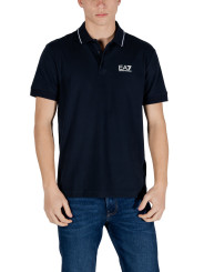 Dunkelblaues EA7 Baumwoll-Polohemd