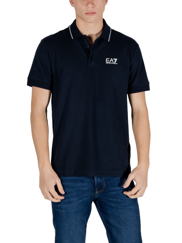 Dunkelblaues EA7 Baumwoll-Polohemd