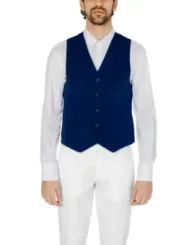 Blaues Weste mit Knopfleiste