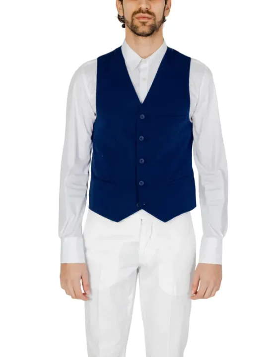 Blaues Weste mit Knopfleiste