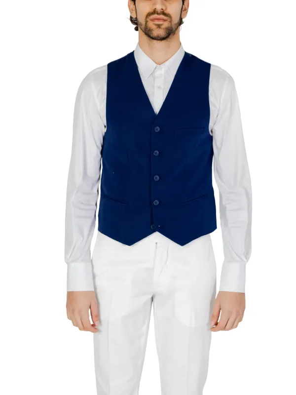 Blaues Weste mit Knopfleiste