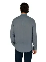 Kohlenblaues Hahnentritt-Hemd mit Knöpfen