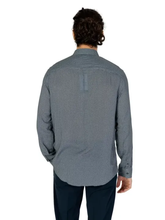 Kohlenblaues Hahnentritt-Hemd mit Knöpfen