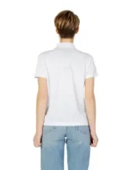 Weißes blaues Polohemd mit Logo