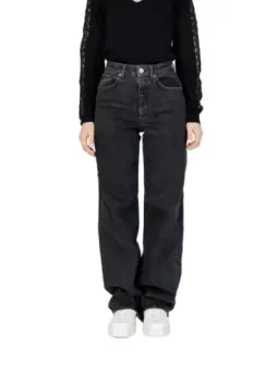 Schwarze Denim Jeans gerades Bein