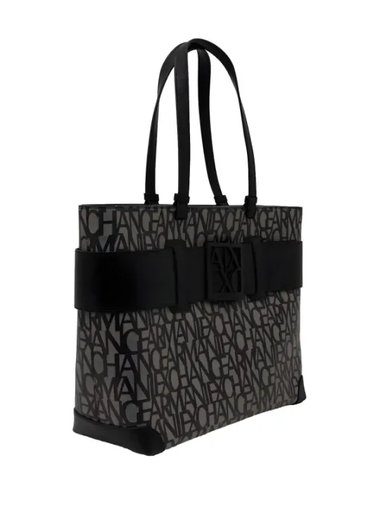 Schwarze Armani Exchange Monogramm Tragetasche