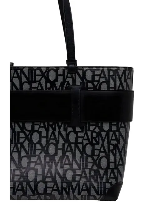 Schwarze Armani Exchange Monogramm Tragetasche