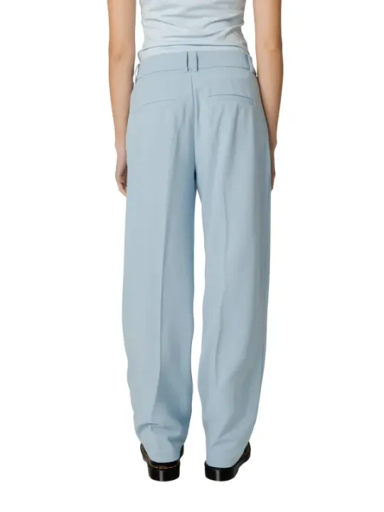 Leichte, weite, hochtaillierte blaue Hose