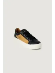 Schwarze Leder Sneaker mit Streifen
