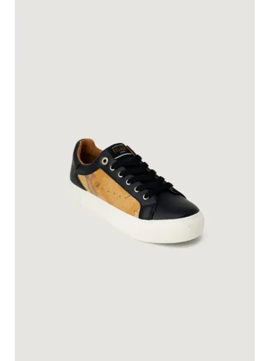 Schwarze Leder Sneaker mit Streifen