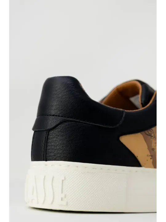 Schwarze Leder-Plateau-Oxfordschuhe Damen