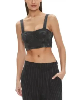 Schwarzes Tommy Hilfiger Bustier-Crop-Top