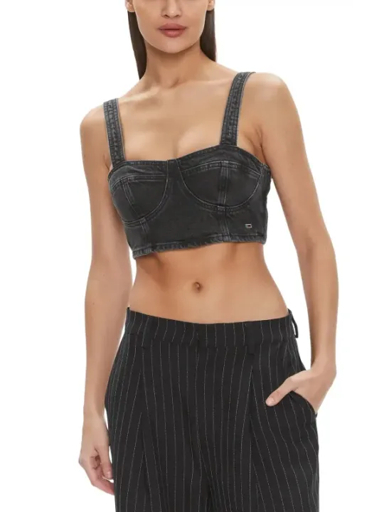 Schwarzes Tommy Hilfiger Bustier-Crop-Top
