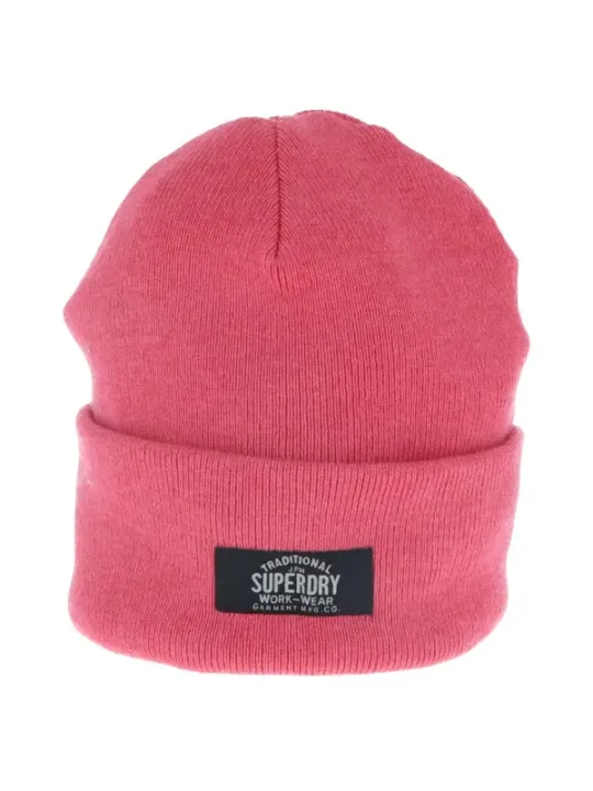Pink Superdry gestrickte Beanie Mütze