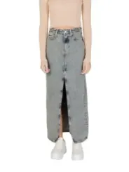 Heller Denim Rock mit Schlitz