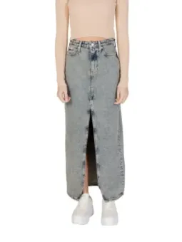 Heller Denim Rock mit Schlitz