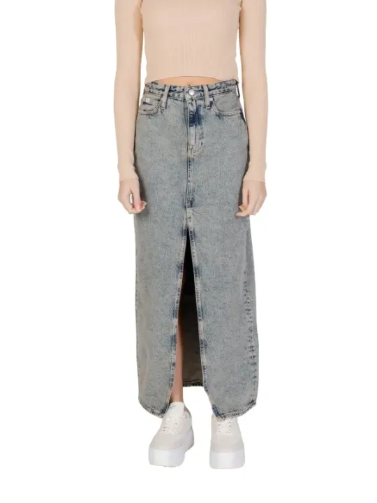 Heller Denim Rock mit Schlitz