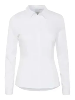 Weiße taillierte Damenbluse mit Kragen