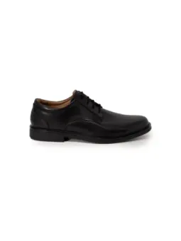 Schwarzer Lederhalbschuh mit Schnürung