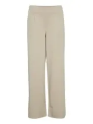 Cremefarbene Strickhose mit weitem Bein