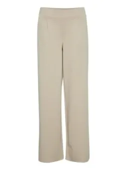 Cremefarbene Strickhose mit weitem Bein