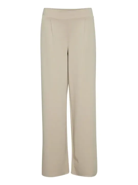 Cremefarbene Strickhose mit weitem Bein