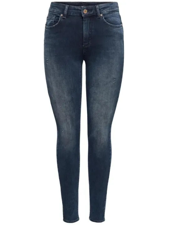 Dunkle blaue Jeans mit Abnutzung