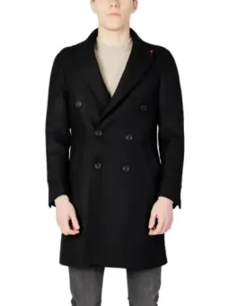 Doppelreihiger Wollmantel mit Piping