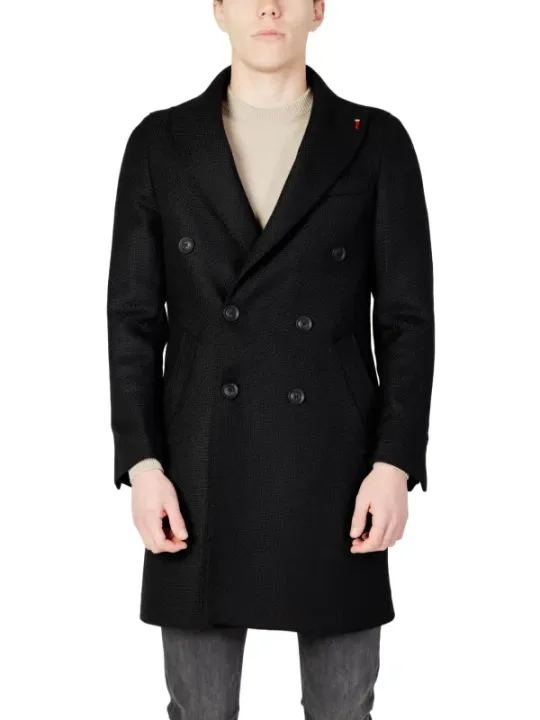 Doppelreihiger Wollmantel mit Piping
