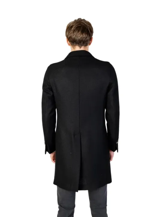 Schwarzer Wollmantel für Herren
