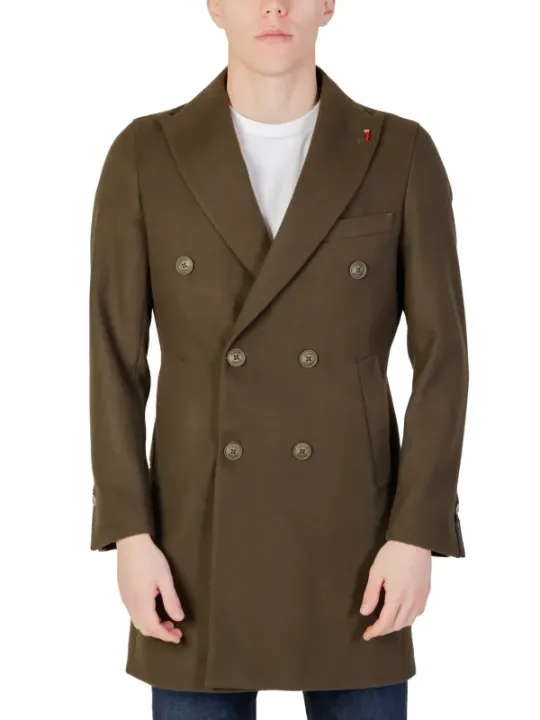 Olivgrüner doppelreihiger Wollmantel Mulish 469932