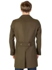 Grüner Herren-Regenmantel mit Knopfleiste