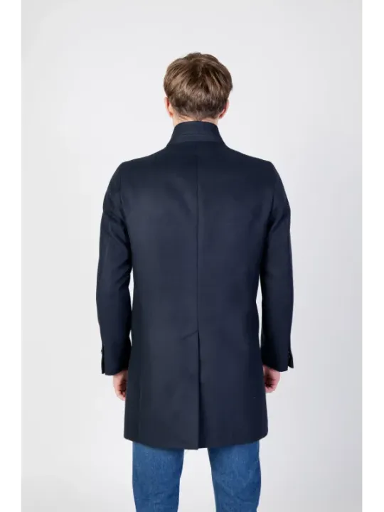 Navy und hellblauer Wollmantel