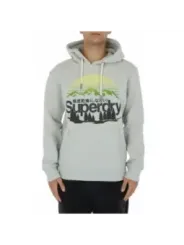 Grauer Superdry Kapuzenpullover mit Grafik