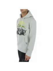 Grauer Superdry Kapuzenpullover mit Logo