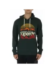 Grauer Superdry Kapuzenpullover mit Logo