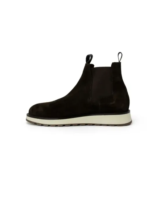 Schwarze Leopardenmuster Stiefeletten mit weißer Sohle