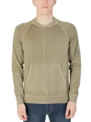 Taupe Baumwoll-Pullover mit Reißverschluss