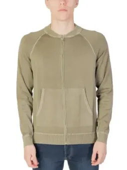 Taupe Baumwoll-Pullover mit Reißverschluss