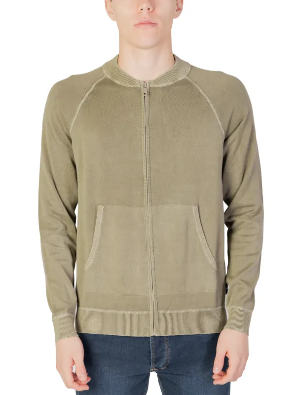 Taupe Baumwoll-Pullover mit Reißverschluss