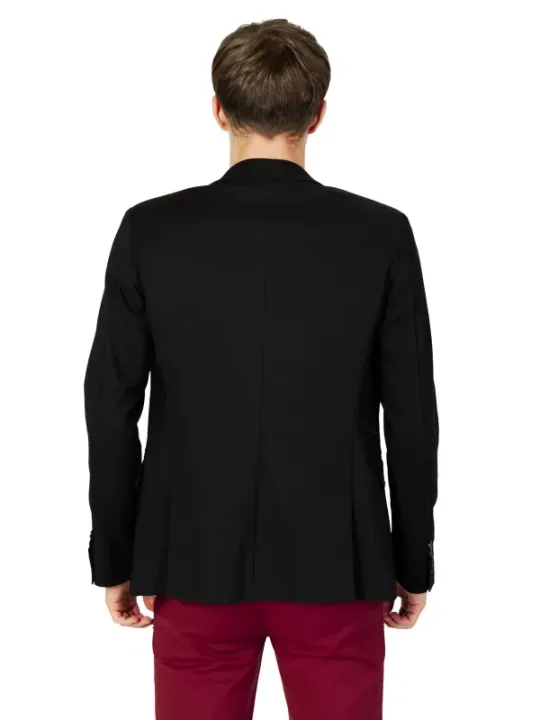 Schwarzer Herren Wollblazer schlank geschnitten