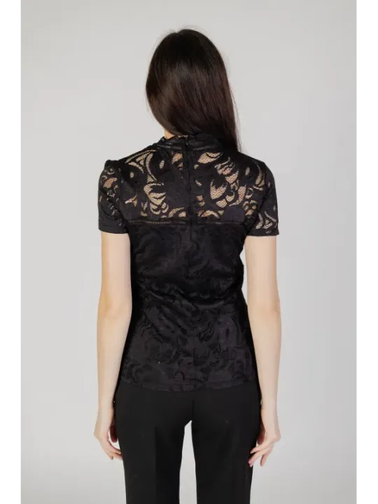 Schwarze Bluse mit Spitze Detail