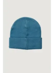 Leuchtend blaue Rippstrick-Mütze gefaltet