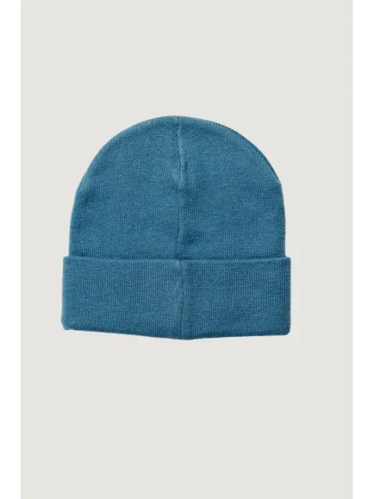 Leuchtend blaue Rippstrick-Mütze gefaltet