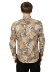 Tan, braun, weißes Collage-Hemd Gianni Lupo