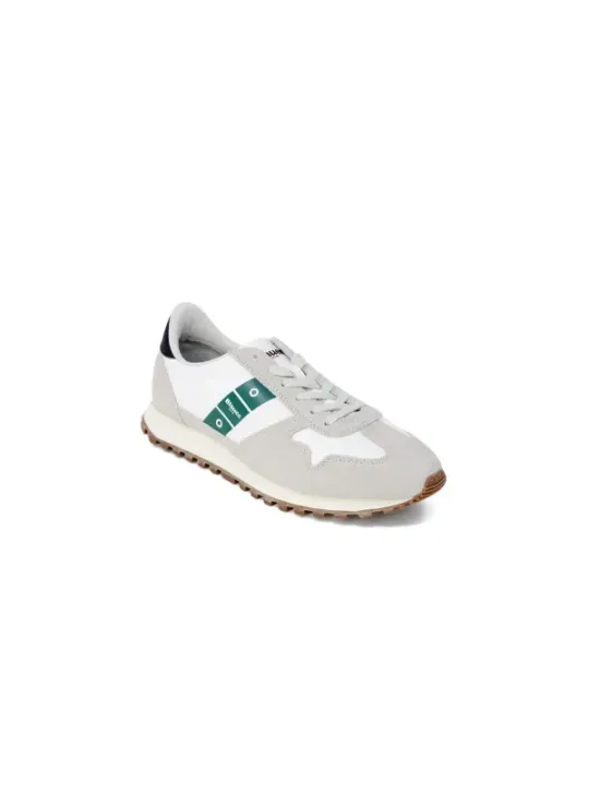 Weißer Blauer Sneaker mit Grün.